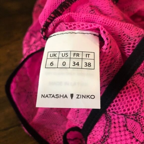 325$-Natasha Zinko Hot Pink Lace Bodysuit 34/0 NWT - Picture 10 of 14